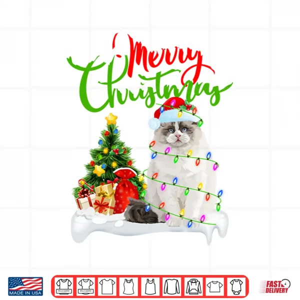 Design Funny Ragdoll Cat Lover Xmas Lighting Ragdoll Cat Christmas Shirt