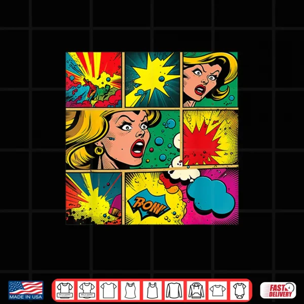 Design Funny Retro Comic Pop Art Shirt Fun Cartoon Comics Manga Tee Shirt