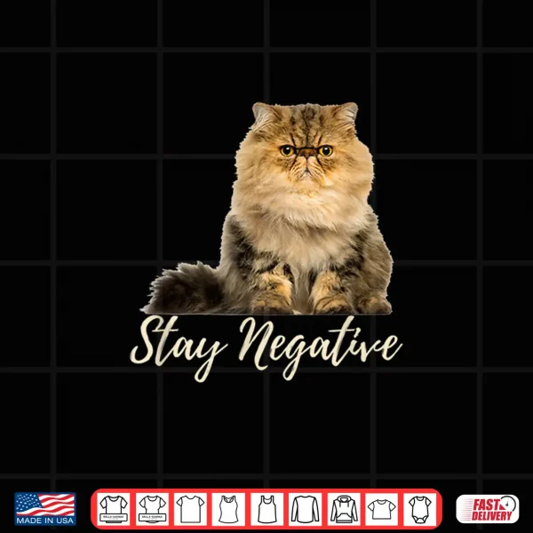 Design Funny Sarcastic Grumpy Persian Cat Stay Negative Shirt