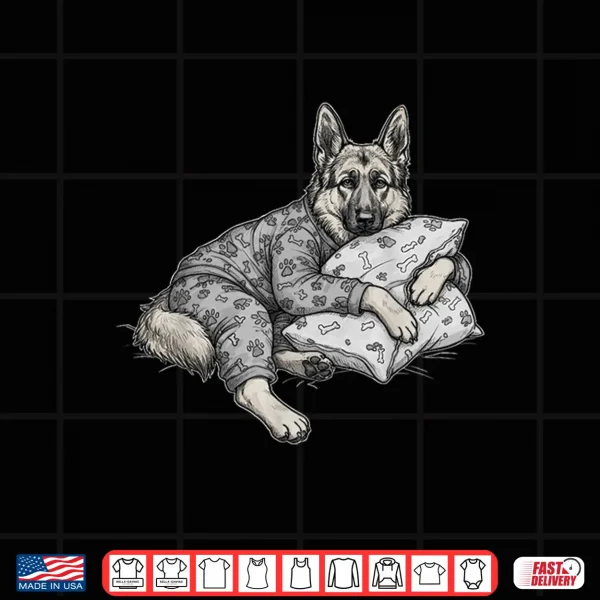 Design Funny Sleepy German Shepherd Dog Pajama GSD Shirt