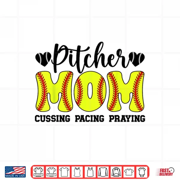 Design Funny Softball Pitcher Mom Of A Softball Pitcher Mama Shirt