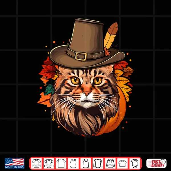 Design Funny Thanksgiving Maine Coon Cat Shirt