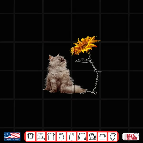 Design Furry Persian Cat Looking at the Sunflower Shirt