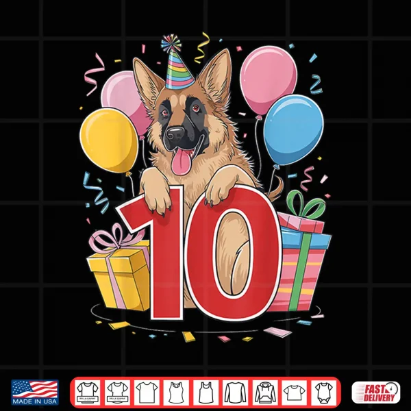 Design GSD Dog Tenth Birthday Ten Years Old German Shepherd Shirt