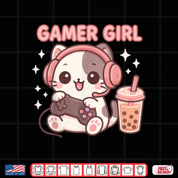 Design Gamer Girl Cat Shirt