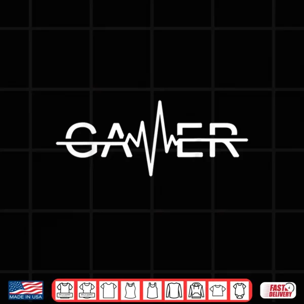 Design Gamer Heartbeat Video Games Graphic Shirt