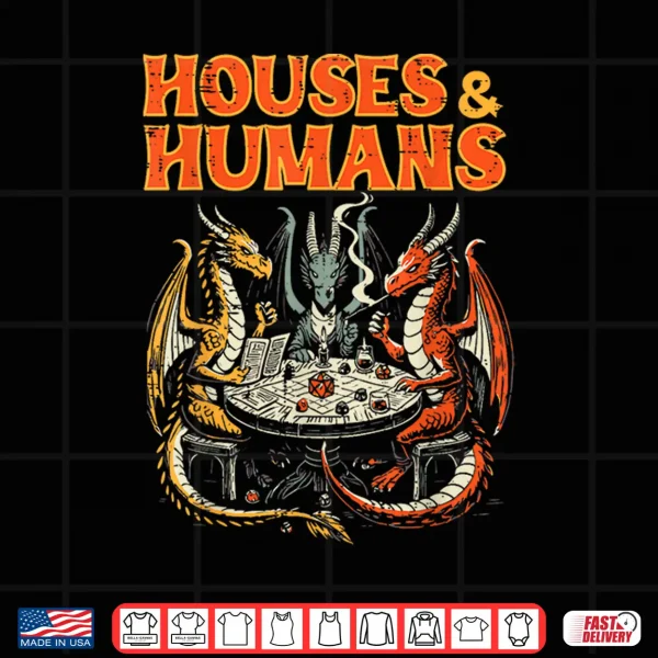 Design Gaming Houses Humans Funny Rpg Parody Gamer Men Boys Kids Shirt