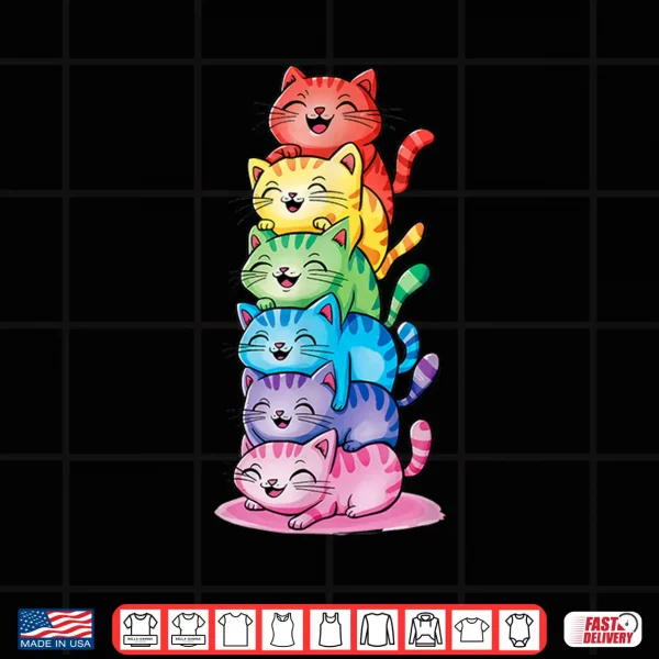 Design Gay Pride Month Ally Cat Funny LGBTQ Rainbow Men Women Kids Shirt