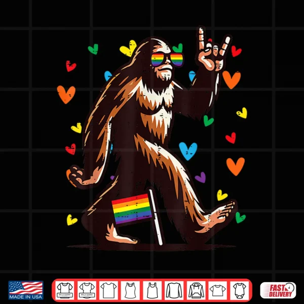 Design Gay Pride Month Bigfoot Sasquatch LGBTQ Ally Rainbow Men Shirt
