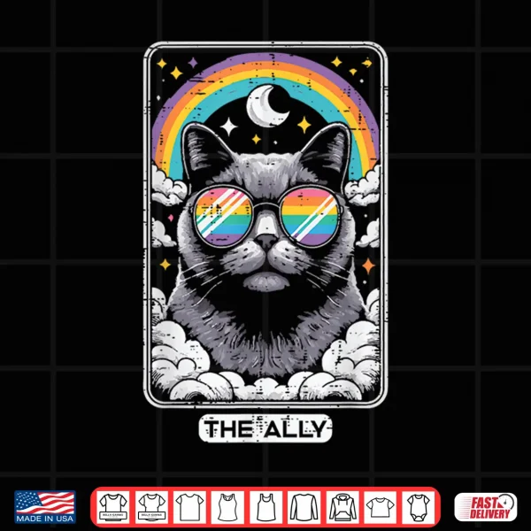 Design Gay Pride Month Cat Card The Ally LGBTQ Rainbow Men Women Shirt
