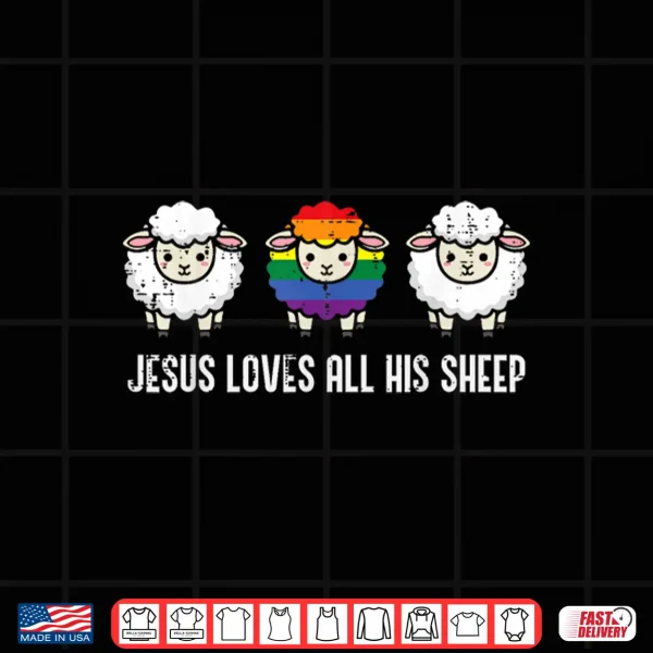 Design Gay Pride Month Jesus Sheep LGBTQ Ally Rainbow Shirt