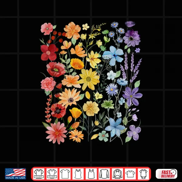 Design Gay Pride Subtle Wildflowers LGBTQ Month Rainbow Flowers Shirt