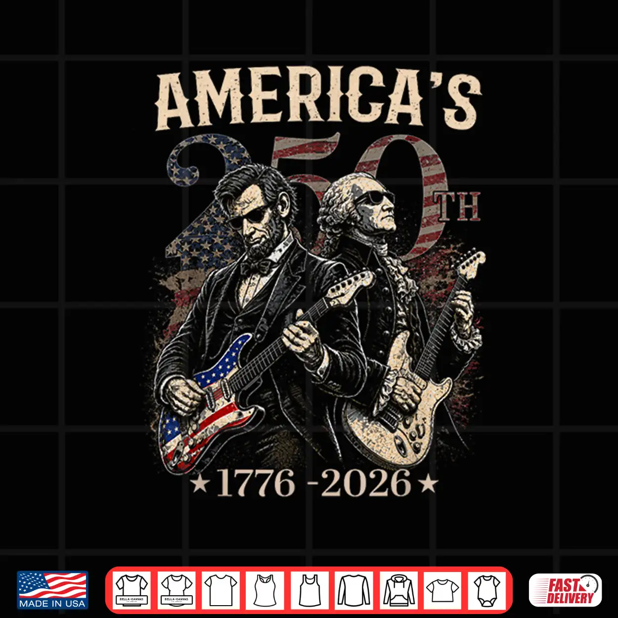 George Washington Lincoln Playing Guitar Abe Lincoln 250Th Shirt George Washington Lincoln Playing Guitar Abe Lincoln 250Th Shirt