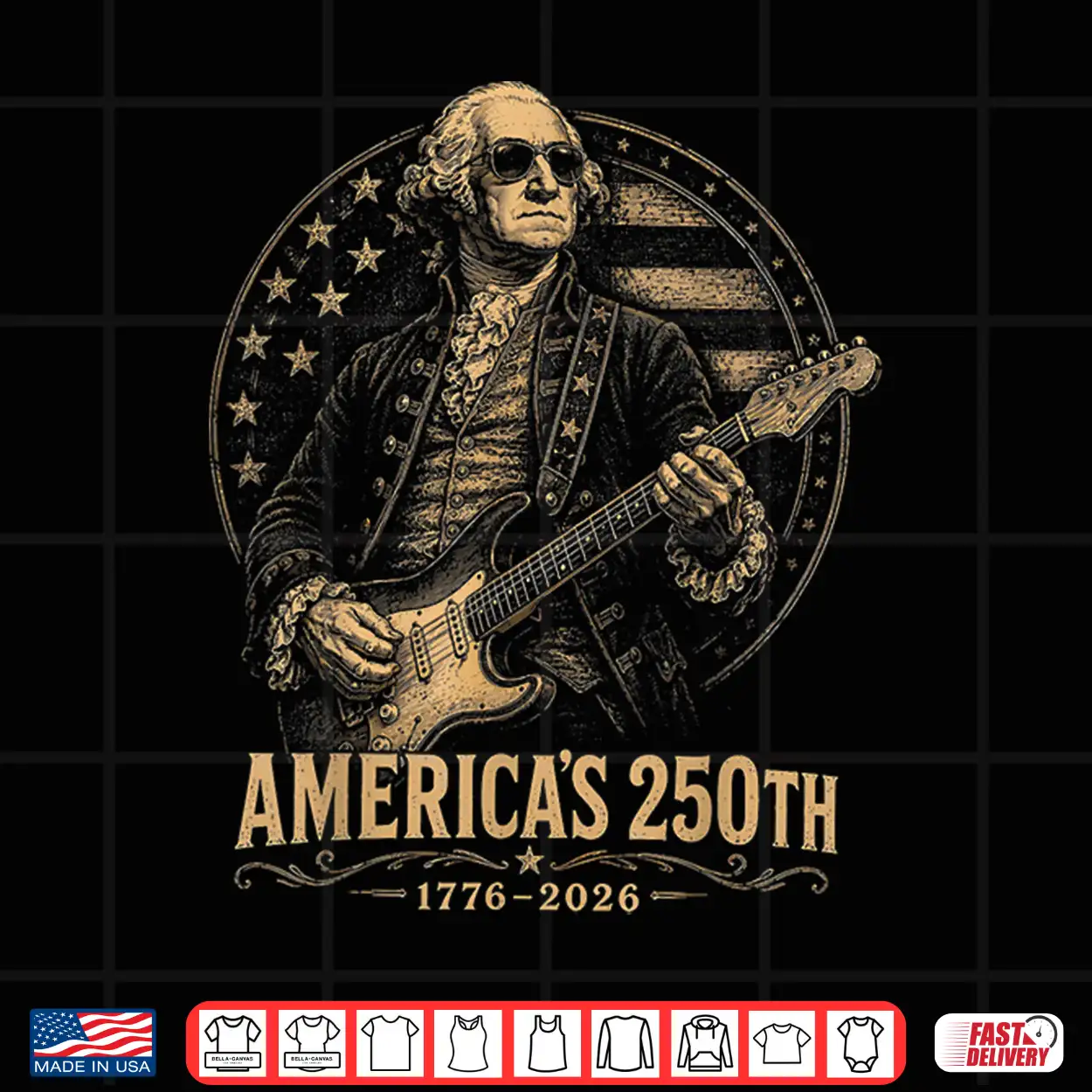George Washington Playing Guitar 4Th July 250Th Anniversary Shirt George Washington Playing Guitar 4Th July 250Th Anniversary Shirt