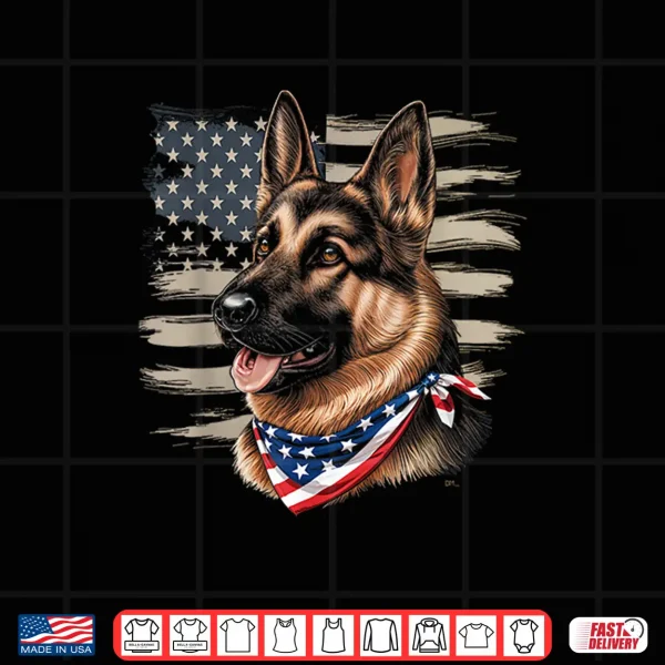 Design German Shepherd American Flag Dog Patriotic Pet Shirt
