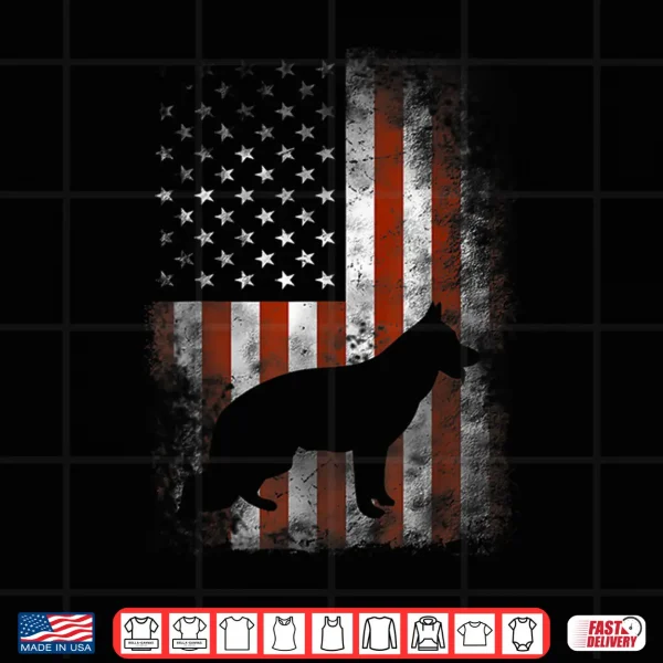 Design German Shepherd American Flag USA Patriotic Dog Gift Shirt