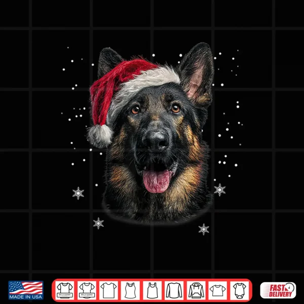 Design German Shepherd Christmas Funny Santa Hat Dog Xmas Shirt