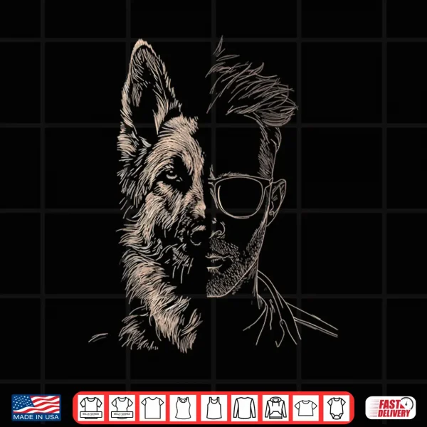 Design German Shepherd Dad Dog Art Lover Fathers Day Shirt