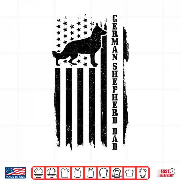 Design German Shepherd Dad Vintage American Flag Patriotic Dog Shirt