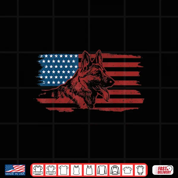 Design German Shepherd Dog American Flag Patriotic K Nine Unit Gift Shirt