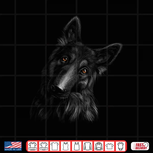 Design German Shepherd Dog Black Background Pet Dog Lover Theme Shirt
