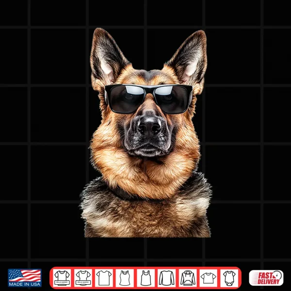 Design German Shepherd Dog Doggy wearing Sunglasses Funny Graphic Shirt