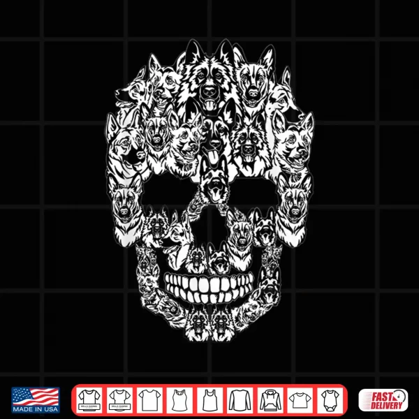 Design German Shepherd Dog Graphic Halloween Skull Costumes Shirt