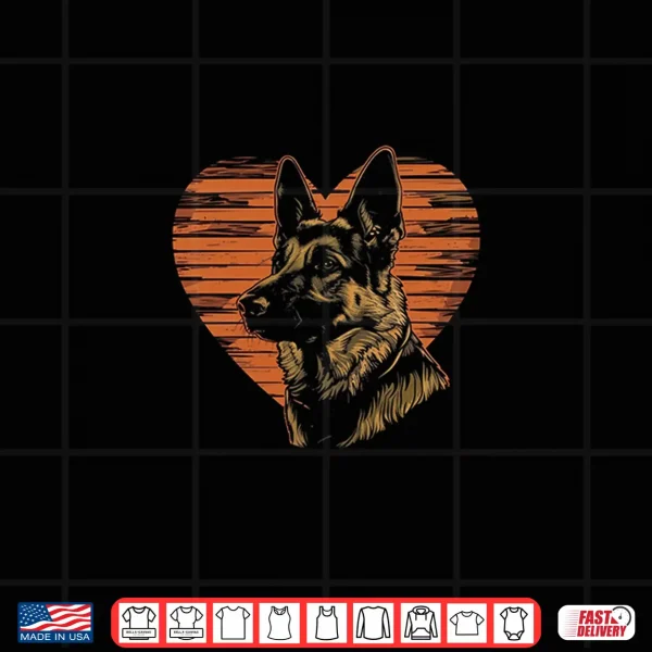 Design German Shepherd Dog Heart Vintage Love Retro Shirt