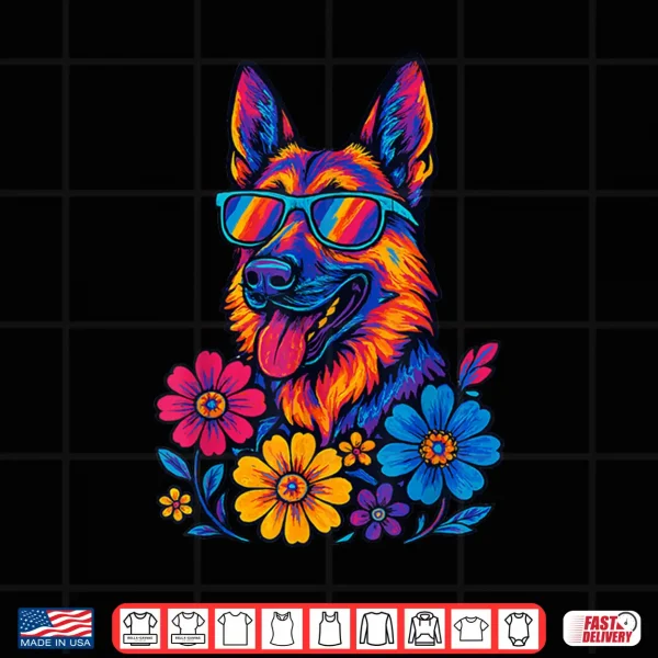 Design German Shepherd Flowers German Shepherd Professional Graphic Shirt