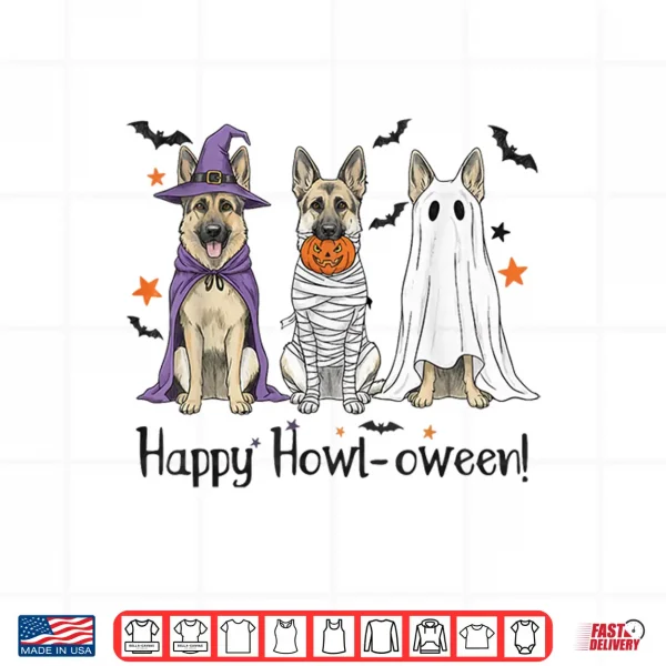 Design German Shepherd Halloween Witch Mummy Ghost Dog Lover Shirt
