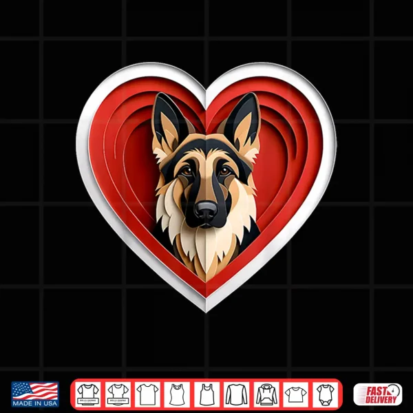 Design German Shepherd Heart Cute GSD Puppy Dog Lover Shirt