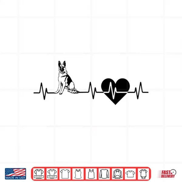 Design German Shepherd Heartbeat I Love My German Shepherd Gift Shirt