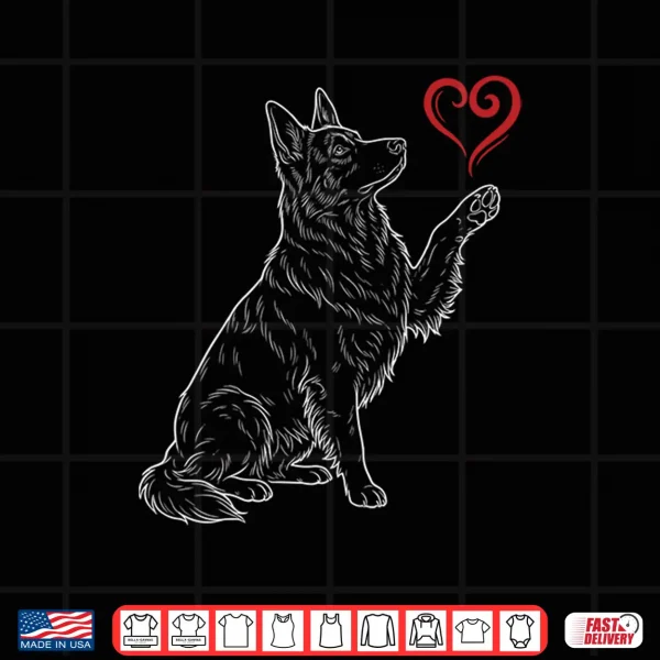 Design German Shepherd Lover Dog Art Holding Heart Valentines Shirt