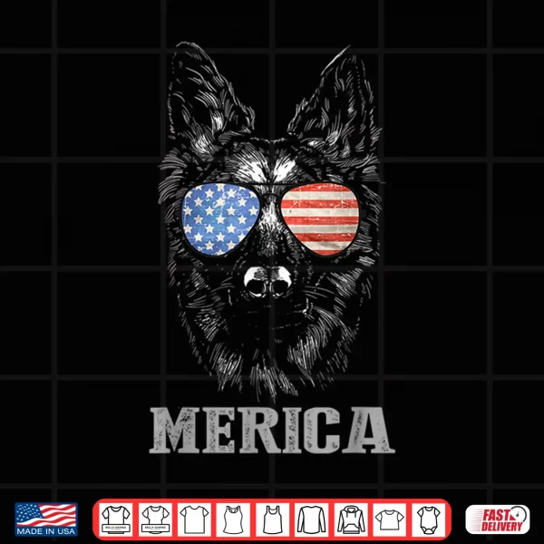 Design German Shepherd Patriotic Dog Merica Fourth Of July USA Flag Shirt