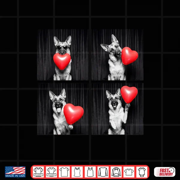 Design German Shepherd Photobooth Dog Lover Valentines Design Shirt