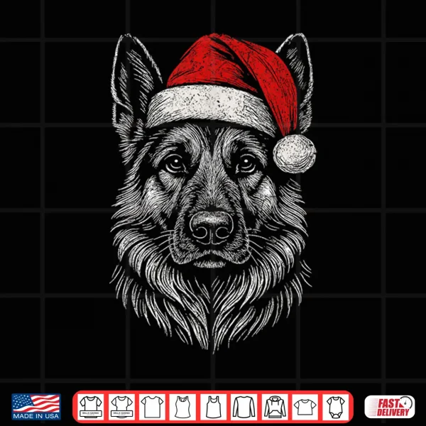Design German Shepherd Santa Hat Christmas Xmas Dog Mom Shirt