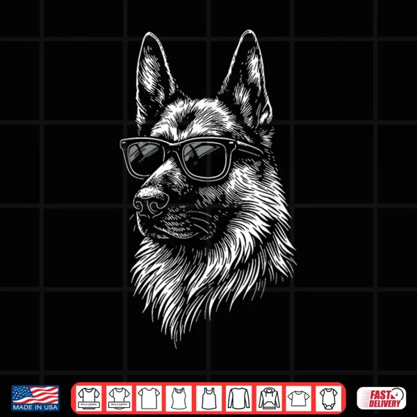 Design German Shepherd Sunglasses Professional Minimalist Modern Graphic Shirt