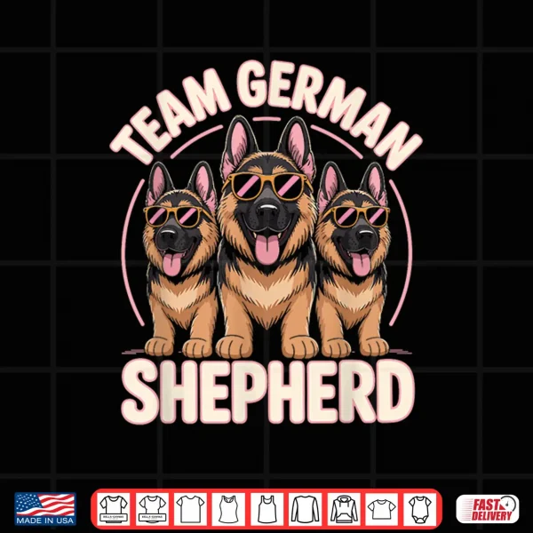 Design German Shepherd Team Cute Cartoon for Dog Owner Pet Alsatian Shirt