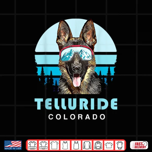 Design German Shepherd Winter Ski Telluride Colorado Dog Lover Shirt
