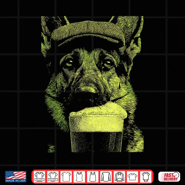 Design German Shepherd With Beer Drinking Humor St Patricks Day Dog Shirt