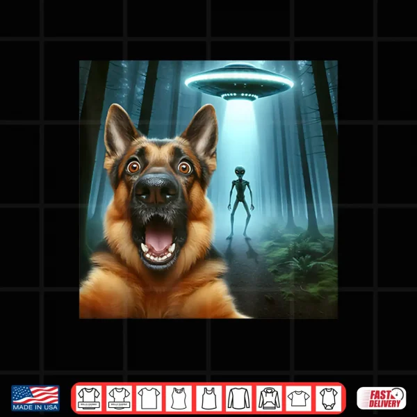 Design German shepherd Selfie alien UFO funny German shepherd mom Shirt