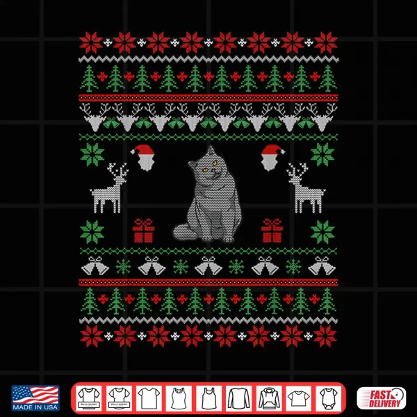 Design Gifts For Cat Lovers British Shorthair Cat Christmas Shirt