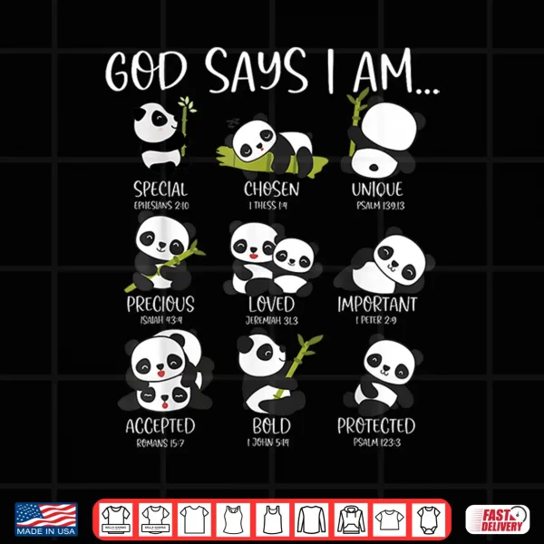 Design God Say I Am Cute Anime Panda Bible Quotes Shirt