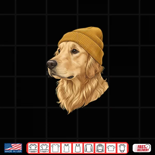 Design Golden Dog Retriever Yellow Beanie Art Shirt