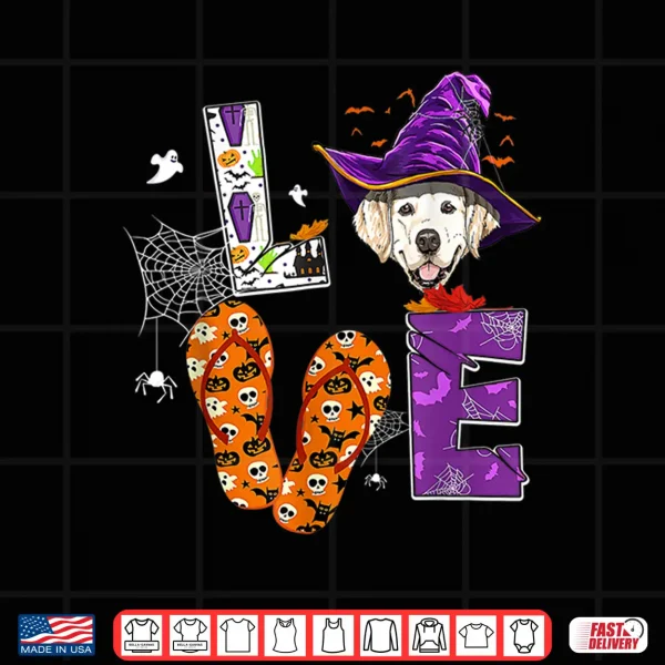 Design Golden Labrador Retriever halloween witch hat lab lover Shirt
