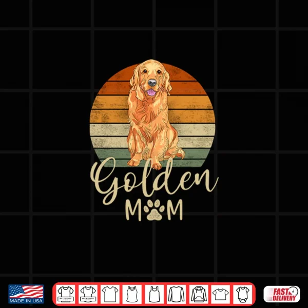 Design Golden Mom Retro Sunset Golden Retriever Lover Gift Dog Mama Shirt