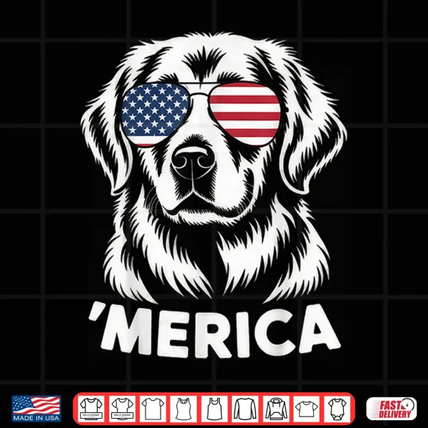 Design Golden Retriever 4th of july merica Shirt