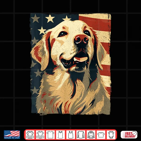 Design Golden Retriever American Flag Shirt 4th Of July Retriever Shirt