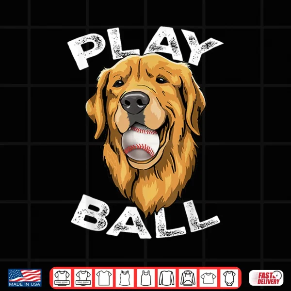 Design Golden Retriever Baseball Funny Cute Golden Retriever Dog Shirt