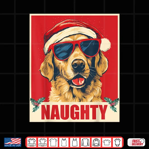 Design Golden Retriever Christmas Naughty Vintage Shirt